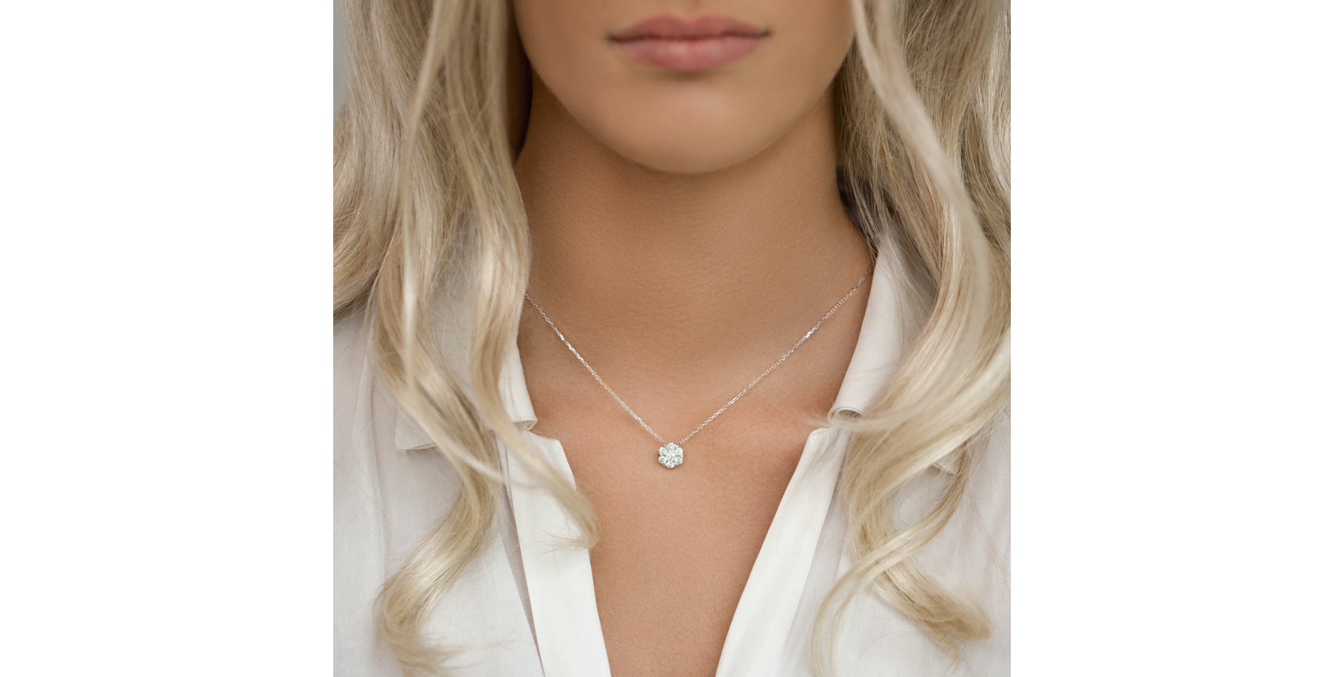 Náhrdelník 14kt biele zlato s diamantom Náhrdelník s briliantom Luxury Clam