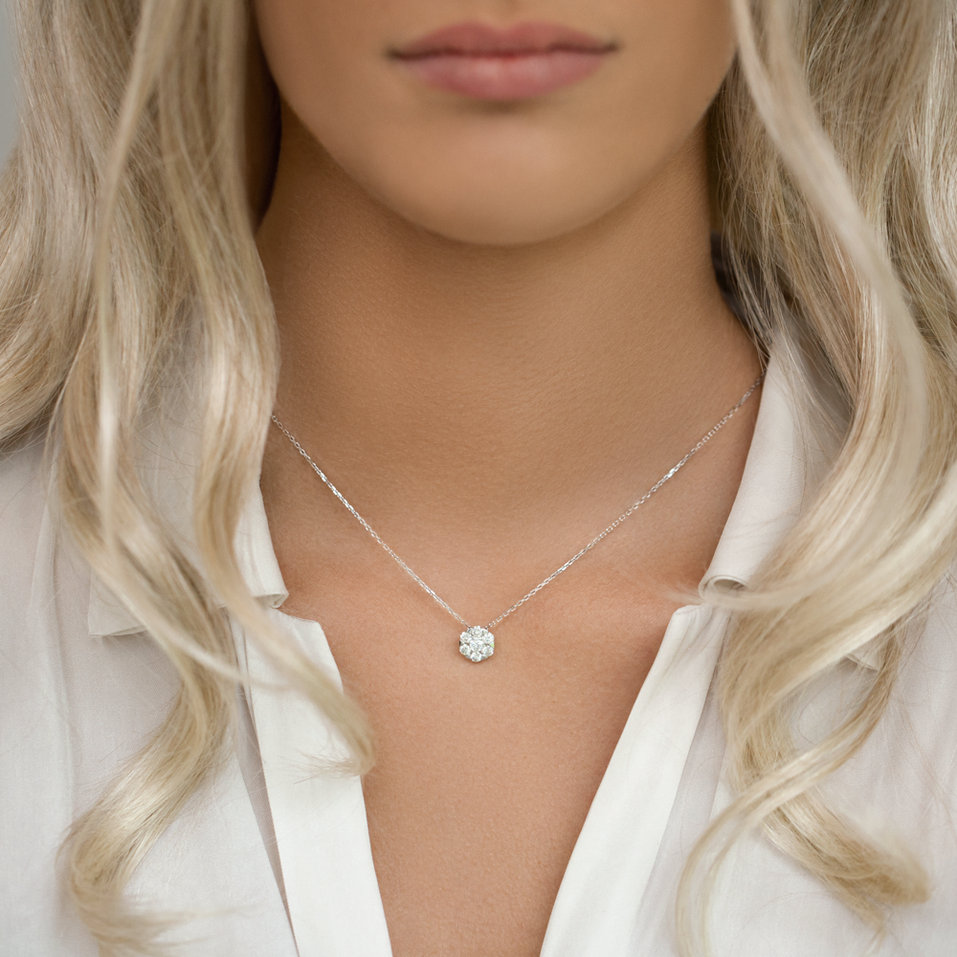 Náhrdelník 14kt biele zlato s diamantom Náhrdelník s briliantom Luxury Clam