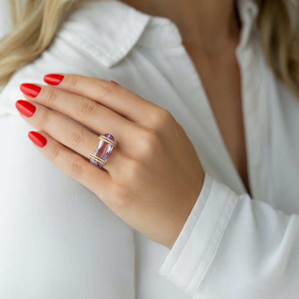 Prsteň s ametystom a diamantmi Valanar