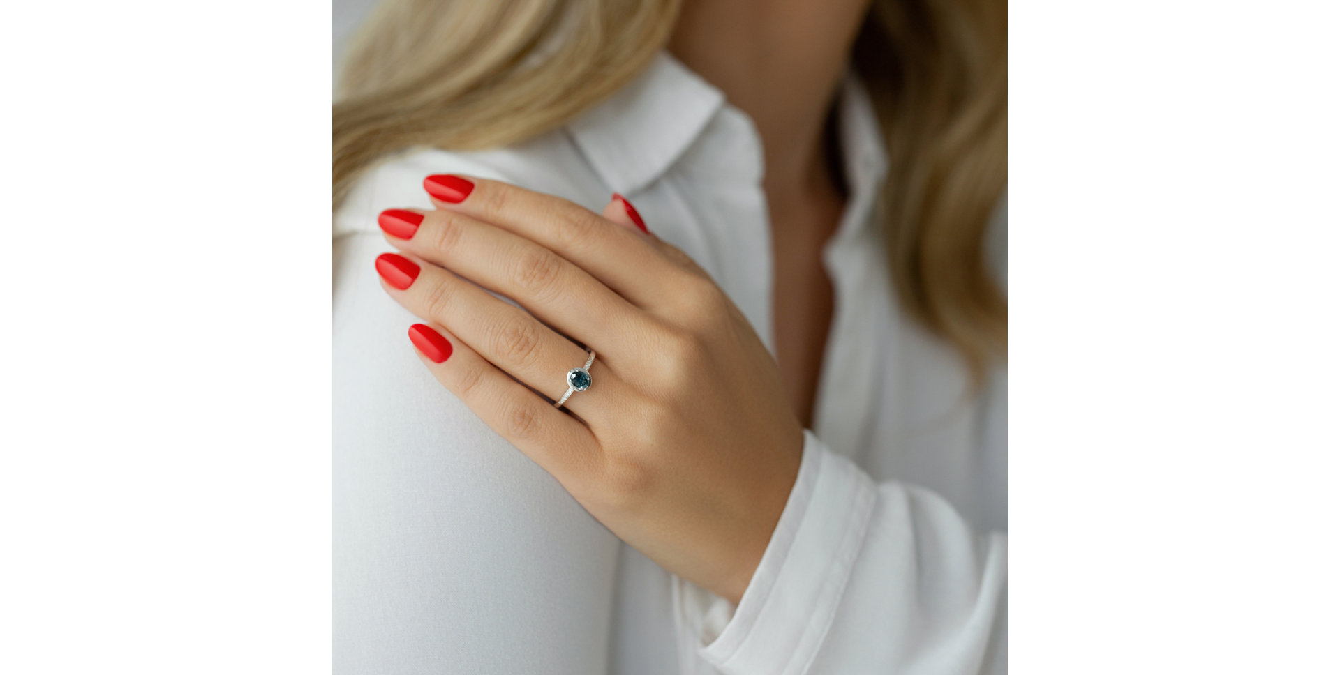 Prsteň 14kt biele zlato s diamantmi Prsteň ALO Sapphire Princess