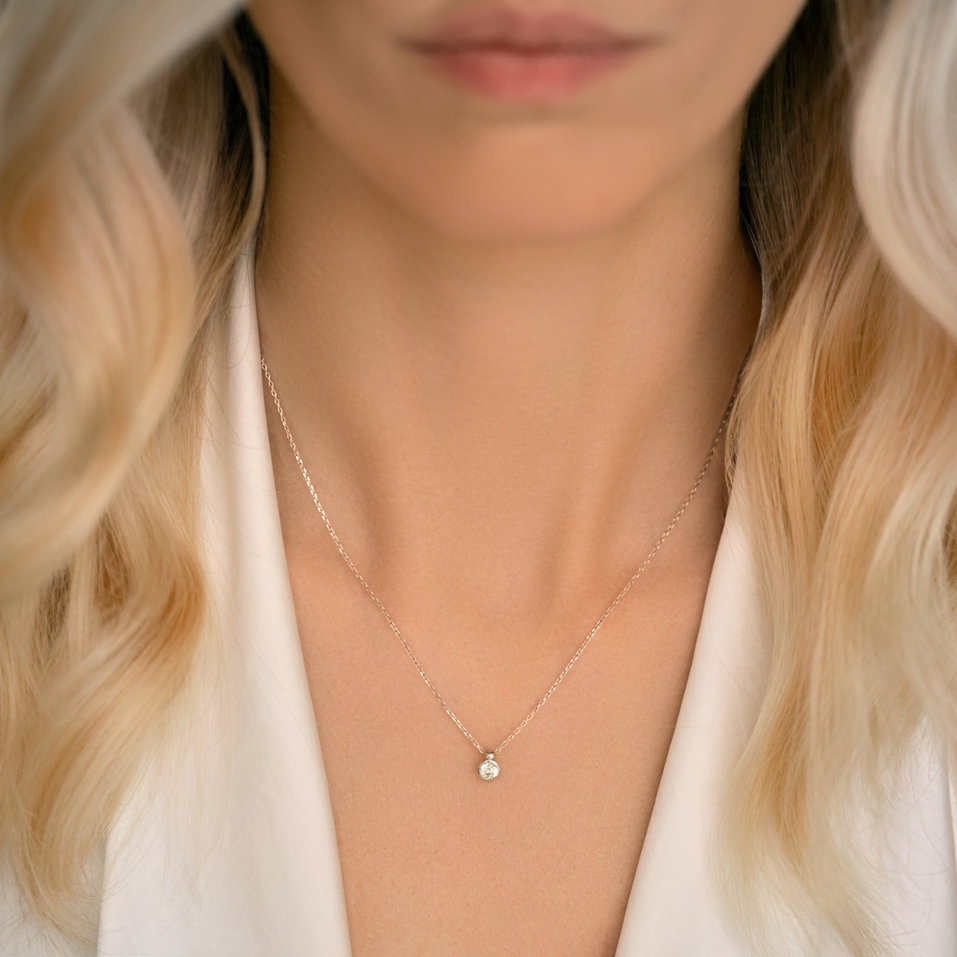 Náhrdelník 14kt biele zlato s diamantom Eye Sparkle