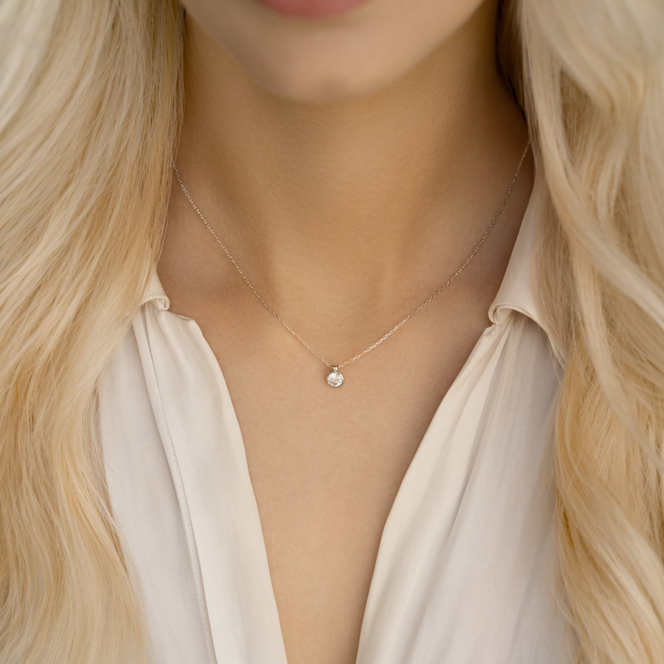 Náhrdelník 14kt biele zlato s diamantom Eye Sparkle