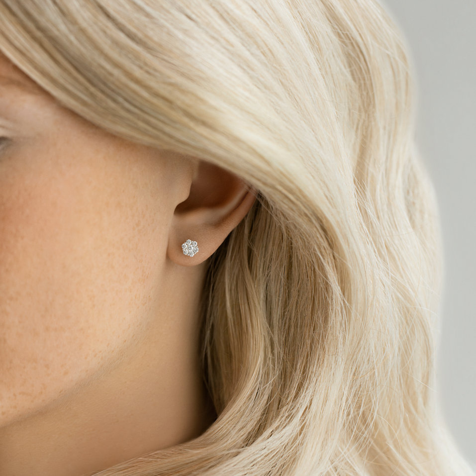 Náušnice 14kt biele zlato s diamantom Náušnice s briliantmi Shiny Constellation