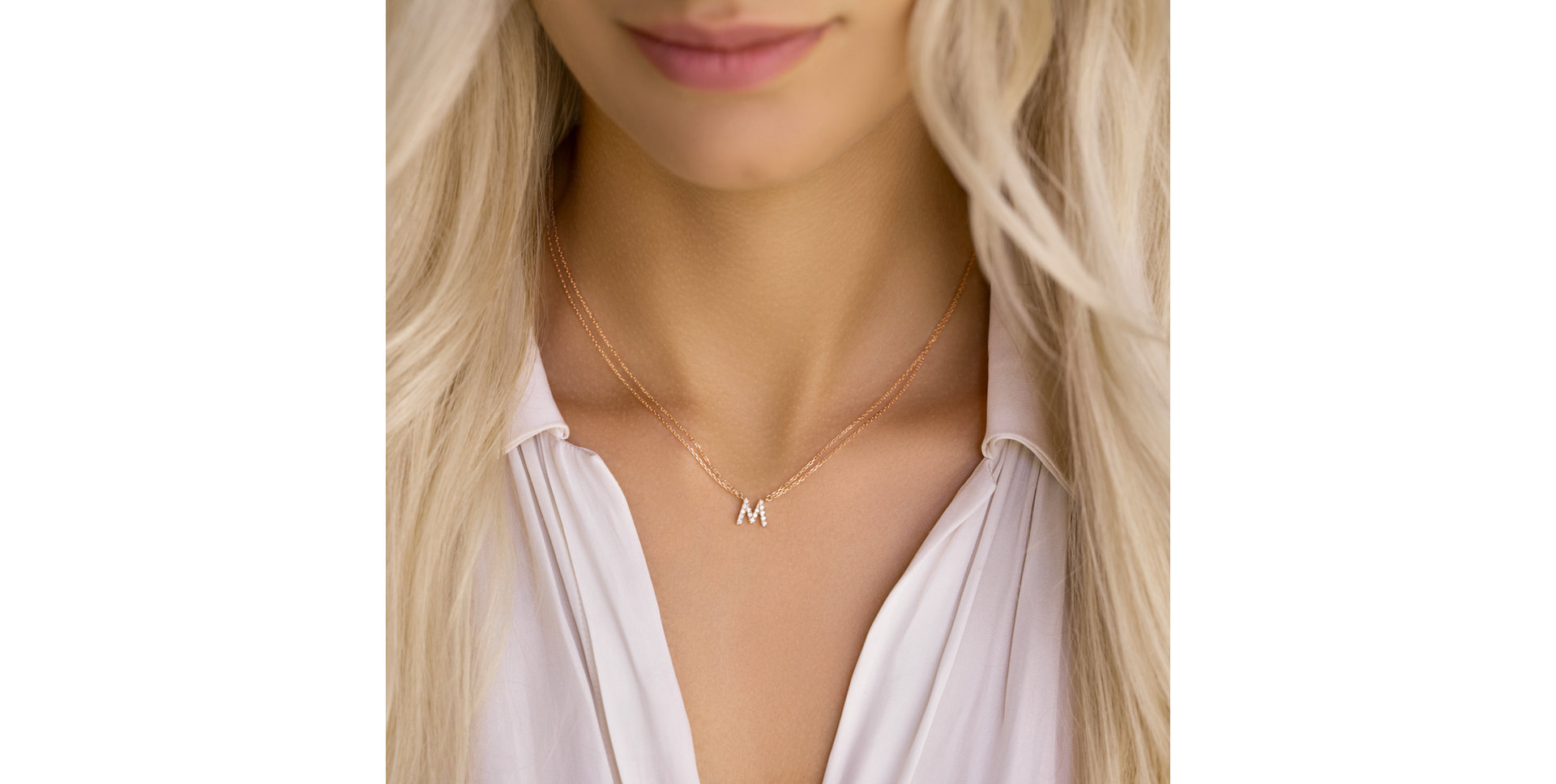 Náhrdelník 14kt ružové zlato s diamantom Shiny Alphabet