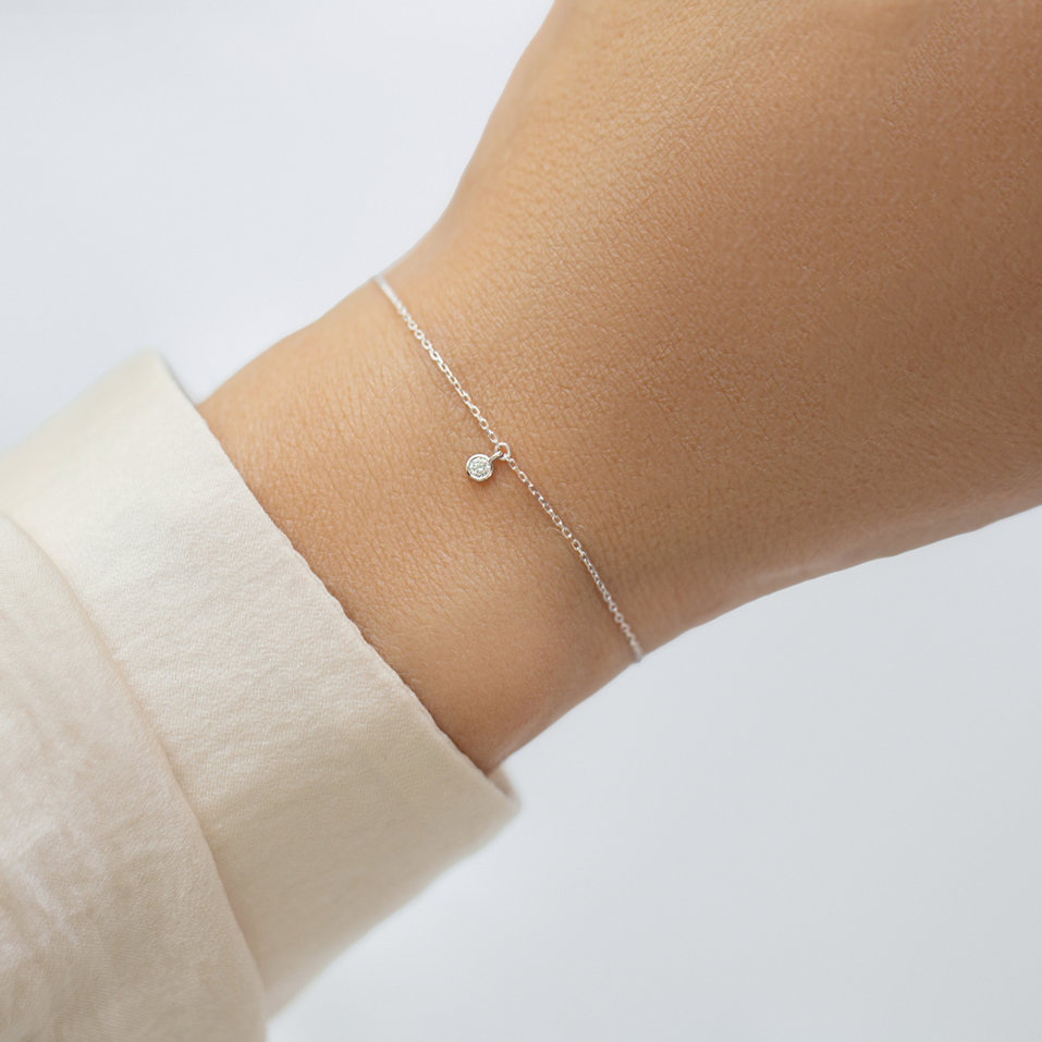 Náramok 14kt biele zlato s diamantom Nanili