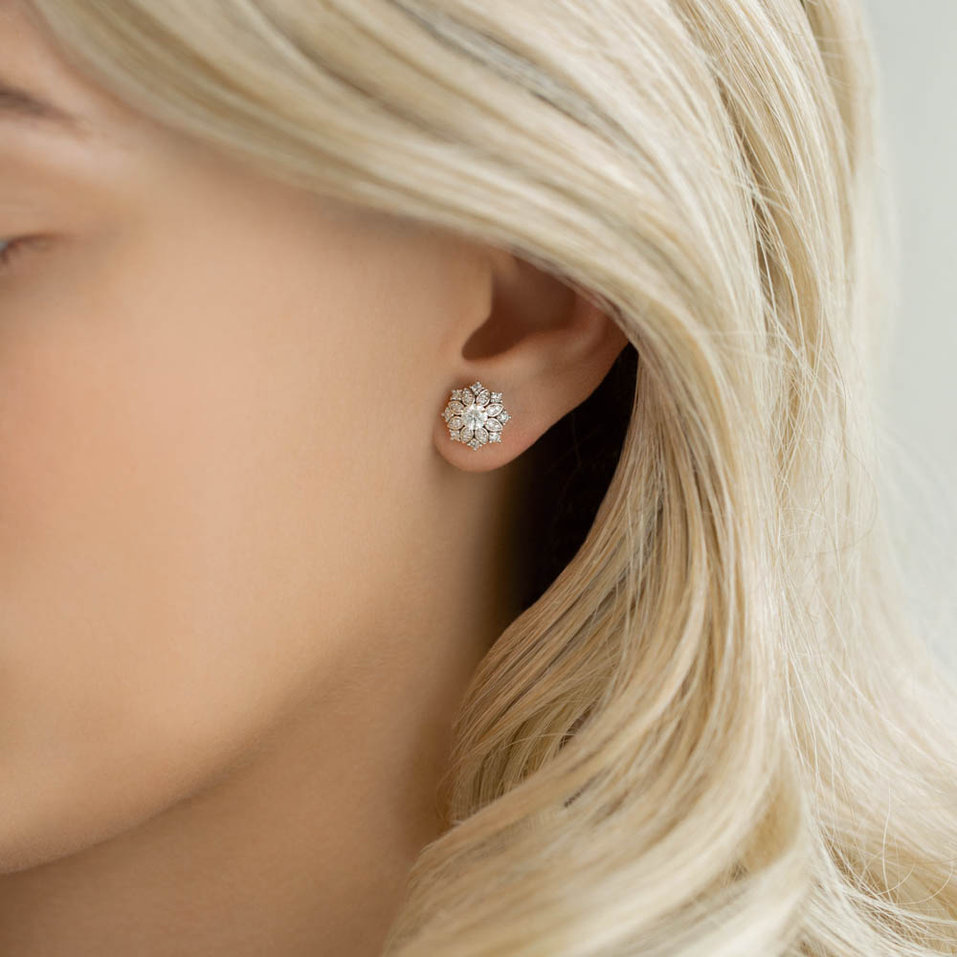 Náušnice 14kt biele zlato s diamantmi Enchanting Gift