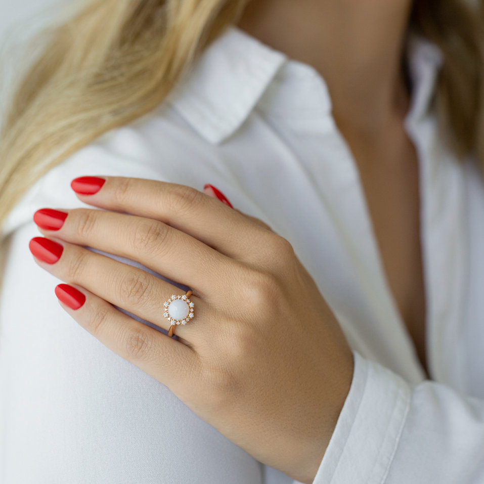 Prsteň s chalcedonom a diamantmi Divine Drop