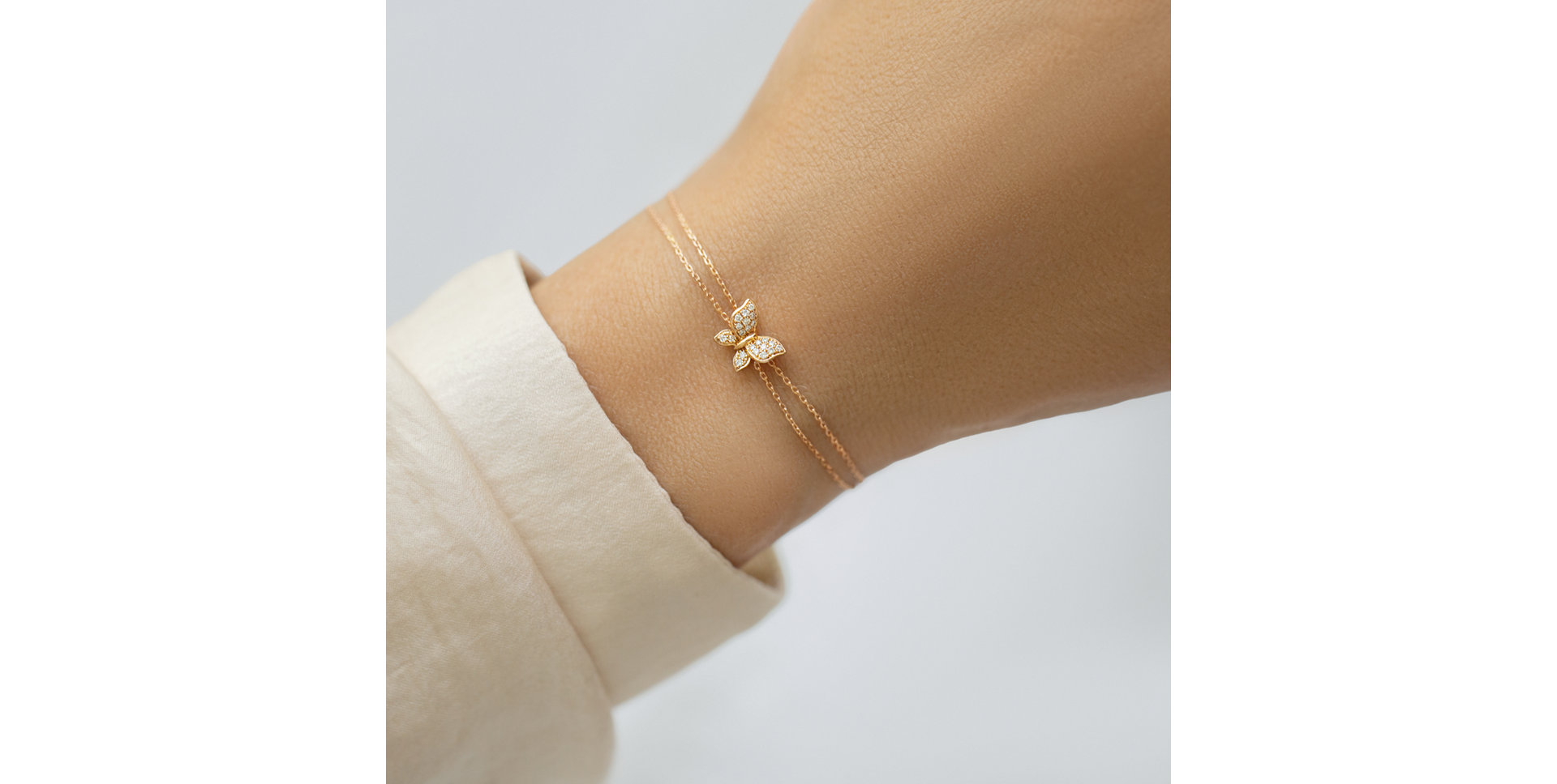 Náramok 14kt ružové zlato s diamantom Golden Pappilon