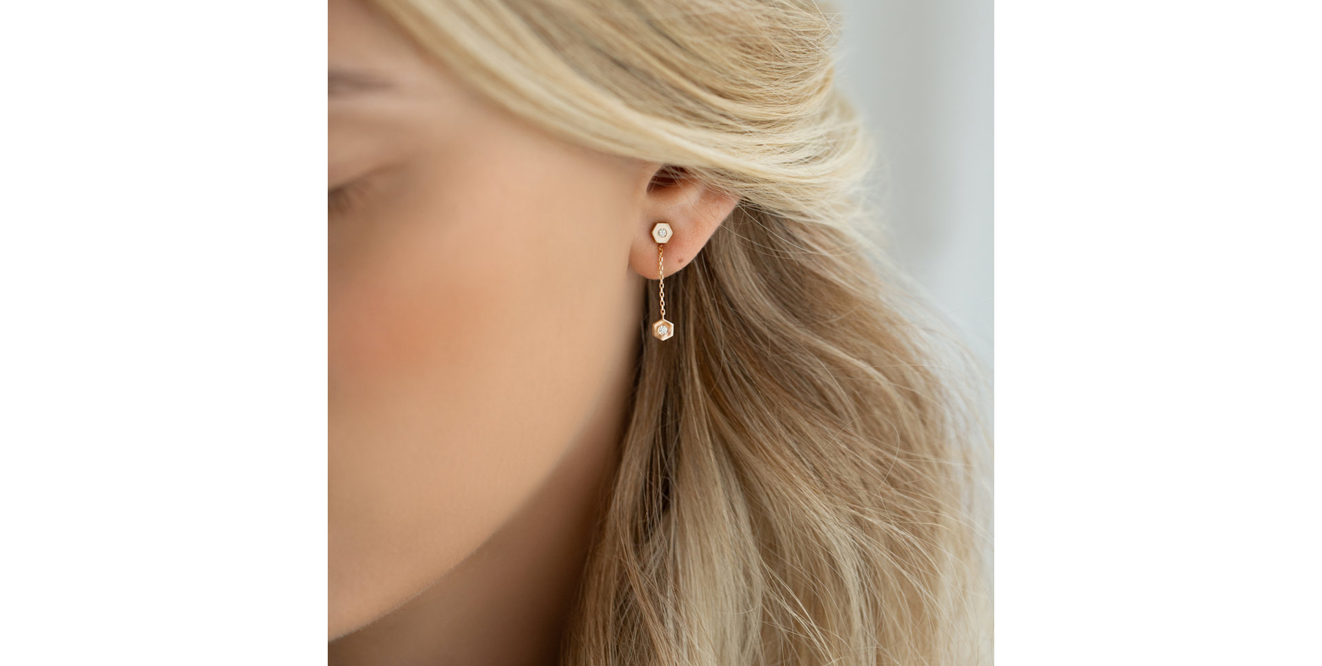 Náušnice s diamantmi HexaTwin