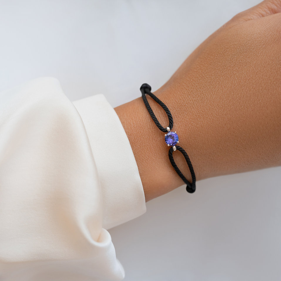 náramok 14kt ružové zlato s rhodolitom purple Delilah