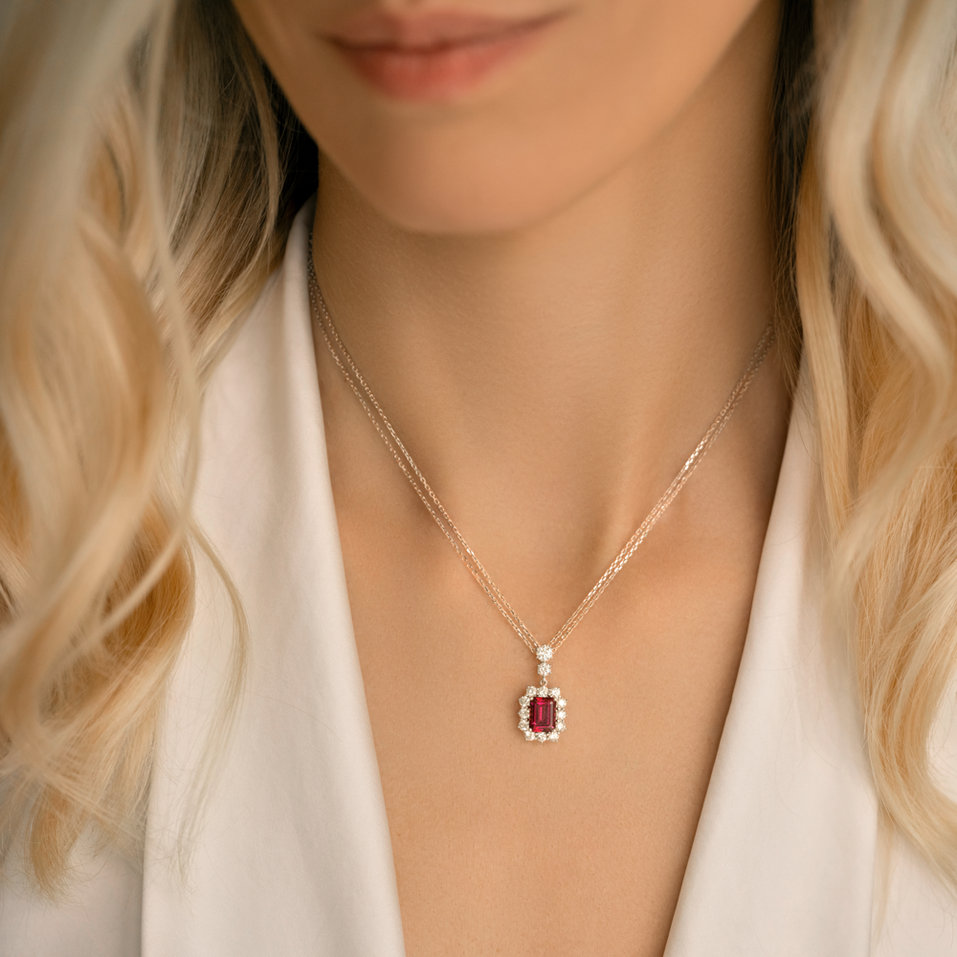 Náhrdelník s diamanty a rhodolitom Rosemary