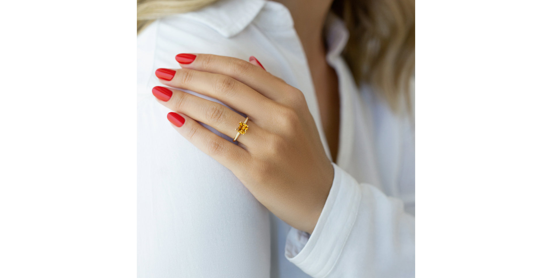 Prsteň s diamantmi a citrínom Melody Harmony