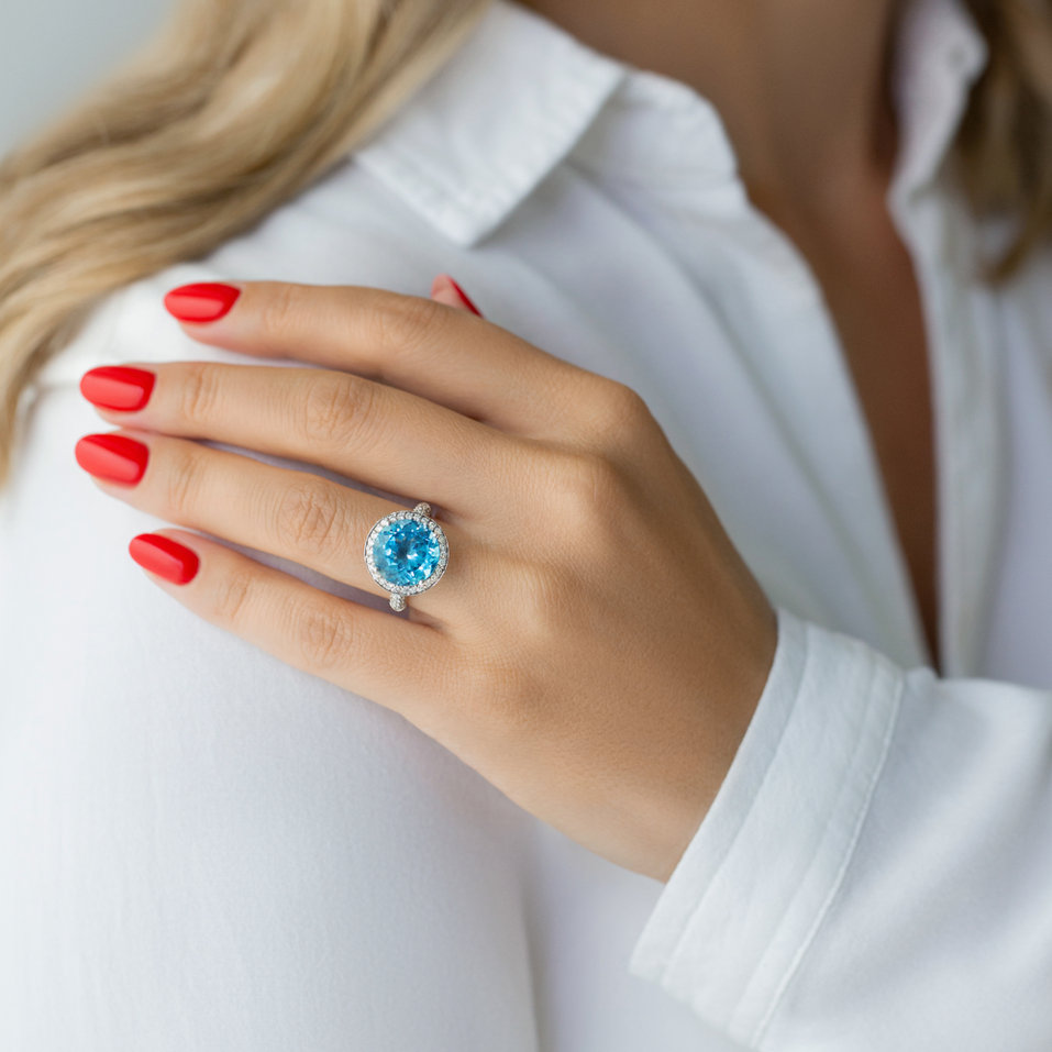 Prsteň s topásom a diamantmi The Depth