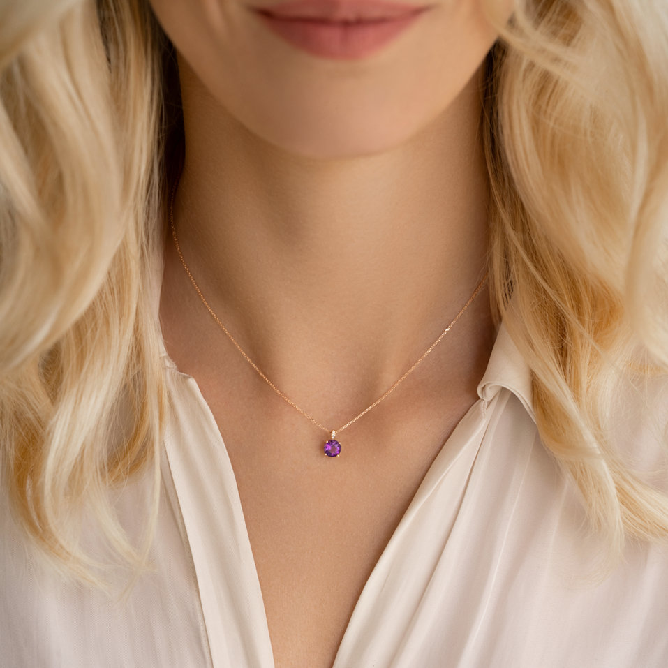 Náhrdelník s diamantmi a ametystom Seraphita