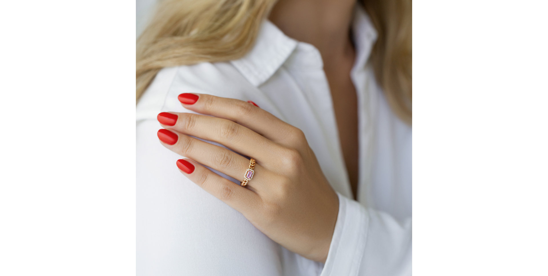 Prsteň so zafírom a diamantmi Fuchsia Fantasy