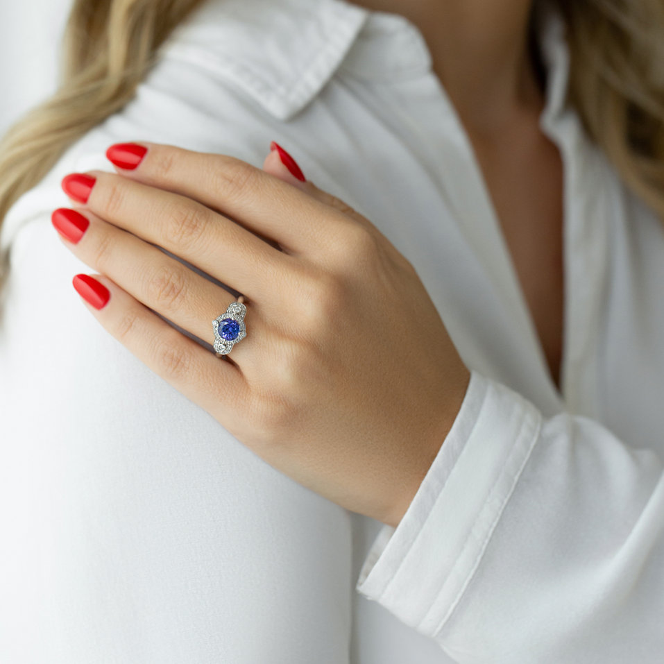 Prsteň s diamantmi a tanzanitom Imperial Glory