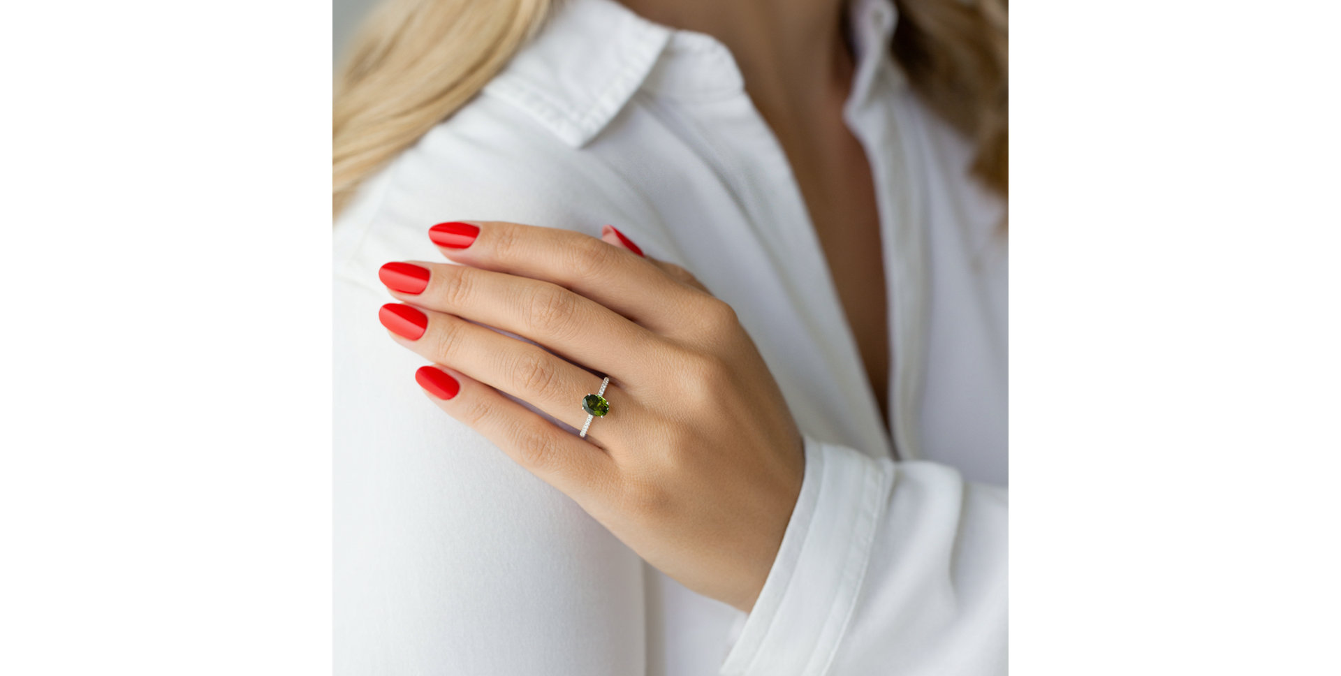 Prsteň s diamantmi a turmalínom Touch of Shine