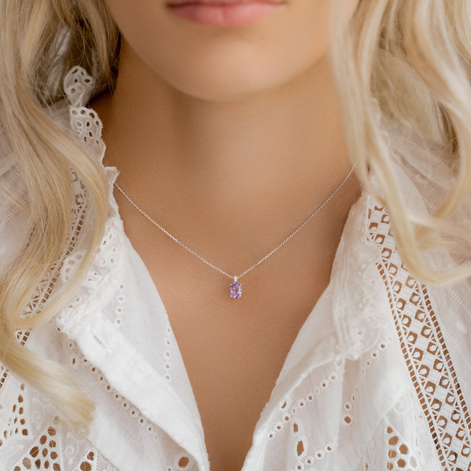 Náhrdelník s diamantmi a rhodolitom Aurora