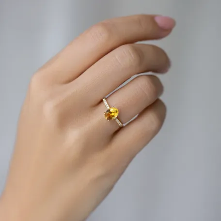 Prsteň s diamantmi a citrínom Touch of Spark