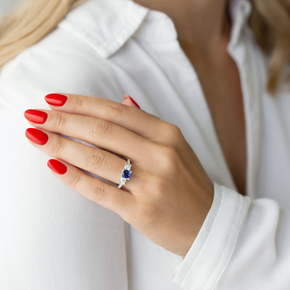 Prsteň s diamantmi a tanzanitom Jacqueline