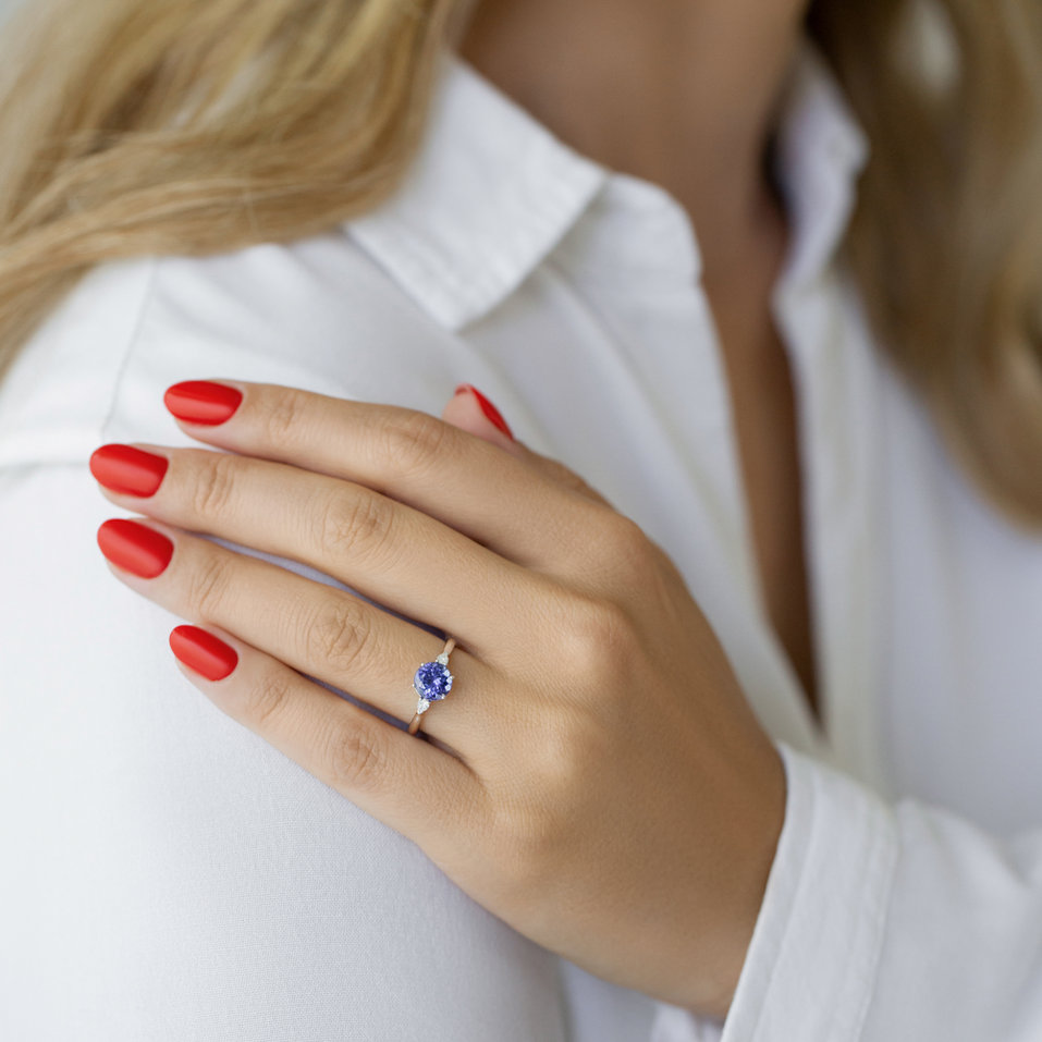 Prsteň s diamantmi a apatitom Royal Oasis