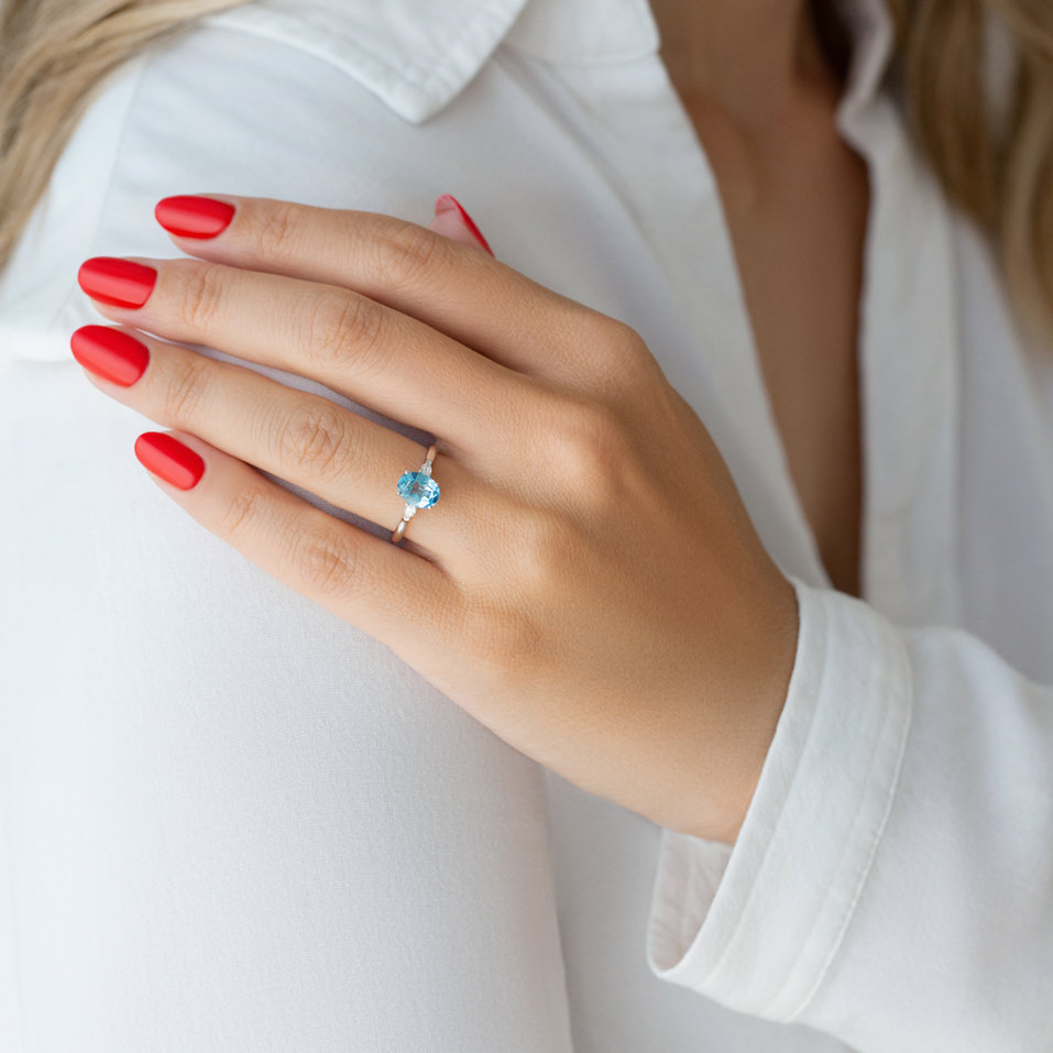 Prsteň s diamantmi a tanzanitom Fiona