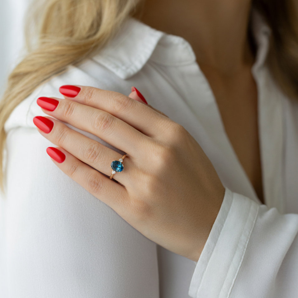 Prsteň s diamantmi a ametystom Minty Shadow