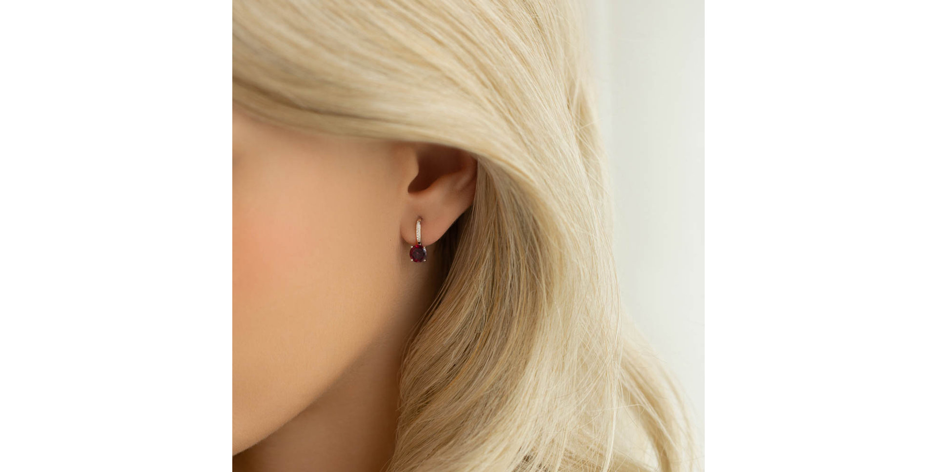 Náušnice s diamantmi a rhodolitom Carlo