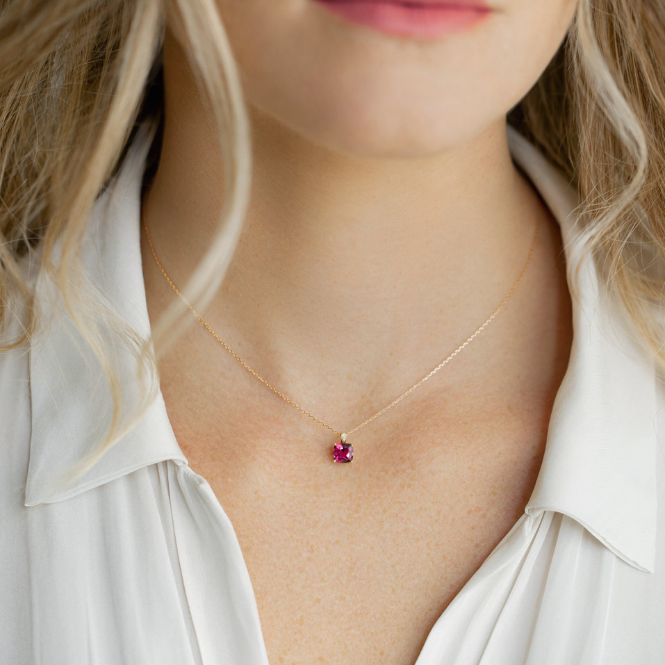 Náhrdelník s diamantmi a turmalínom Linnea
