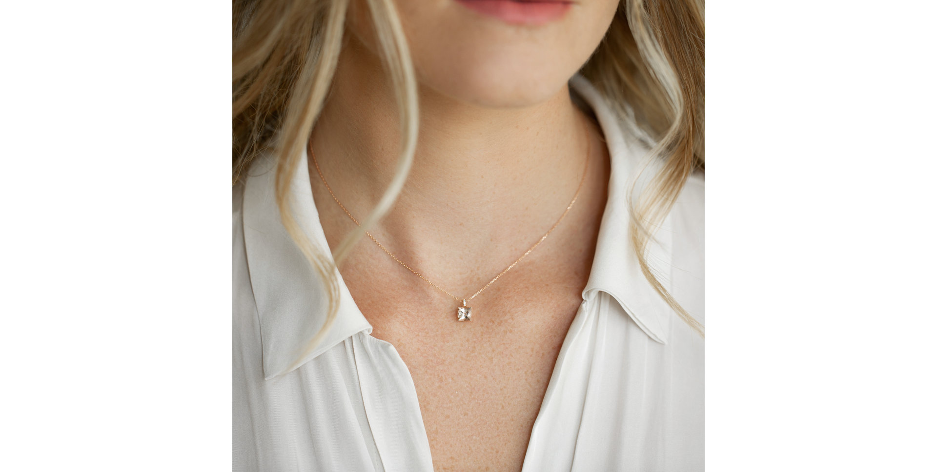 Náhrdelník s diamantmi a morganitom Linnea