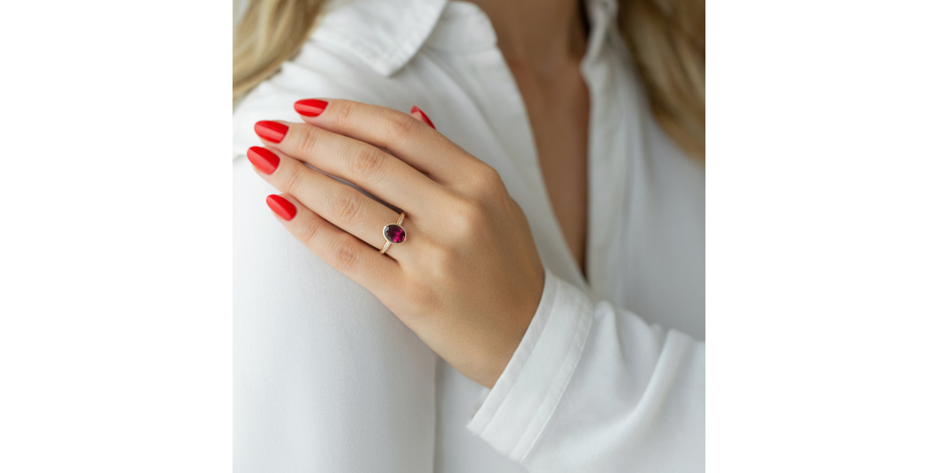 Prsteň s diamantmi a rhodolitom Eliptical Perfection