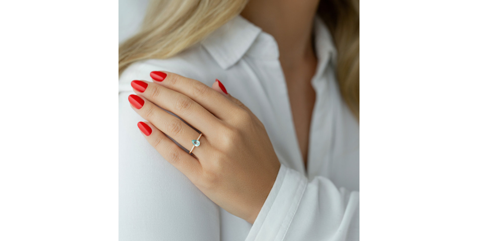 Prsteň s diamantmi a apatitom Tearfall