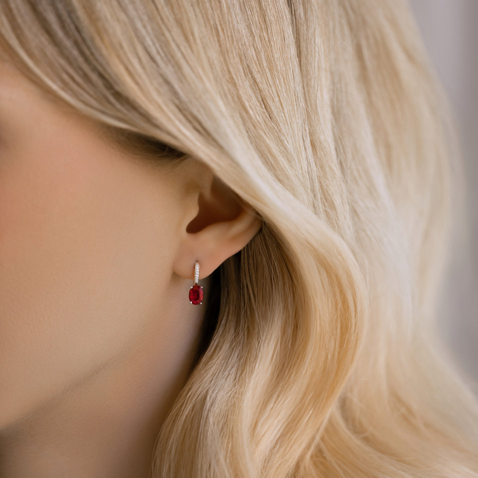 Náušnice s diamantmi a rubínom Lucrezia