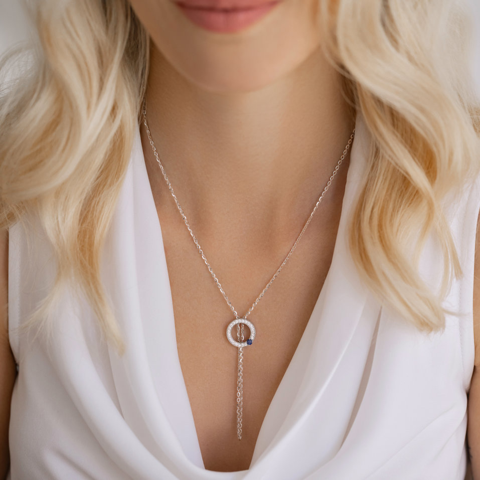 Náhrdelník s diamantmi a zafírom Perfect Circle
