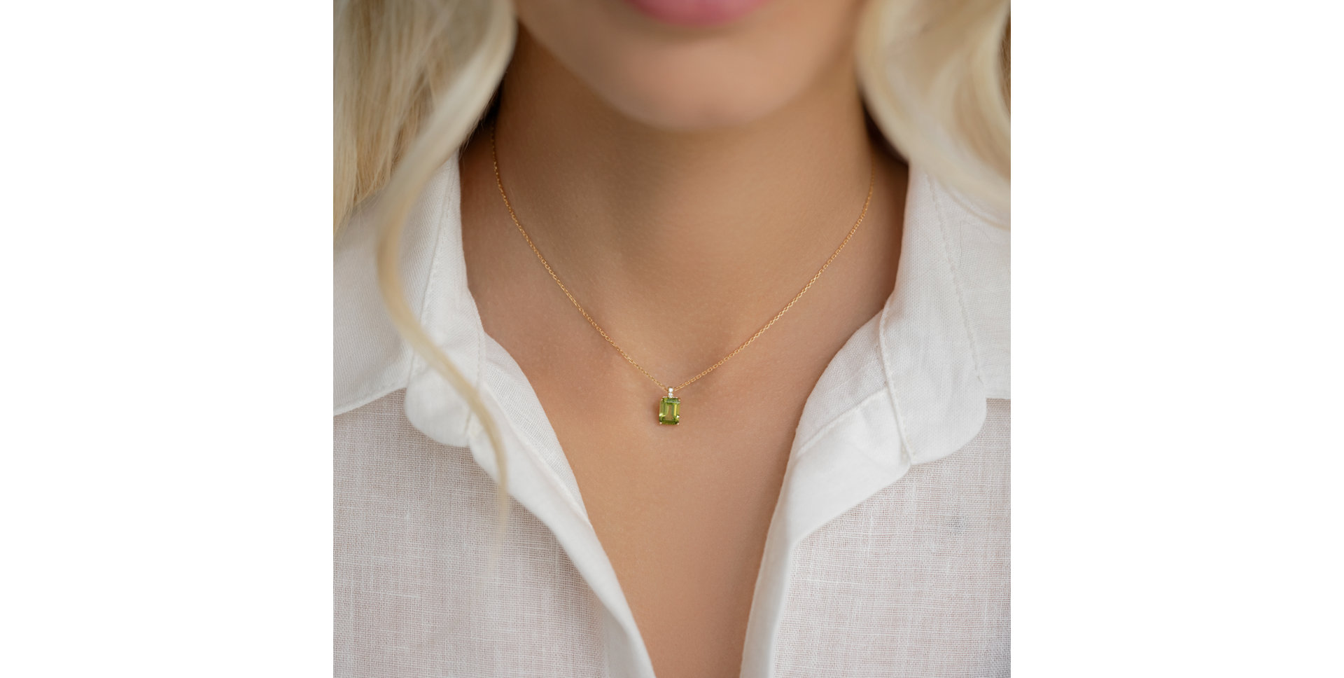 Náhrdelník s diamantmi a peridotom Mireth