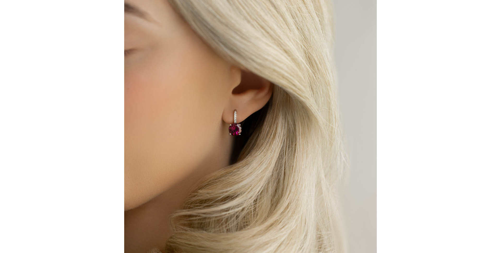 Náušnice s diamantmi a rhodolitom Zorabelle