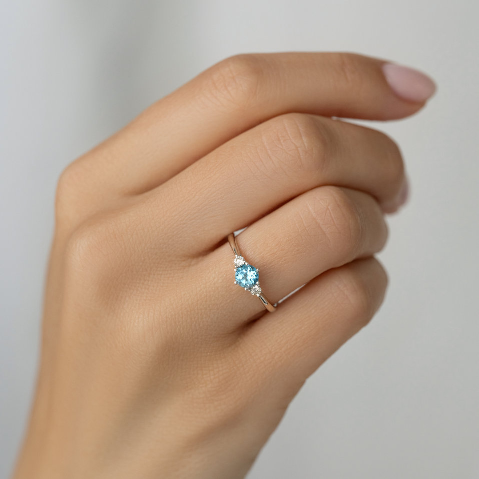 Prsteň s diamantmi a ametystom Midnight Serenity