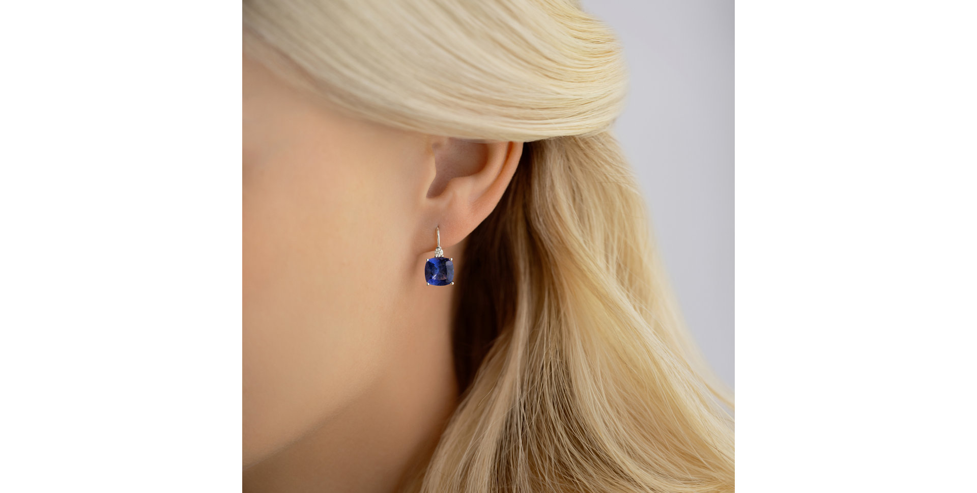 Náušnice s diamantom a ametystom The Countess