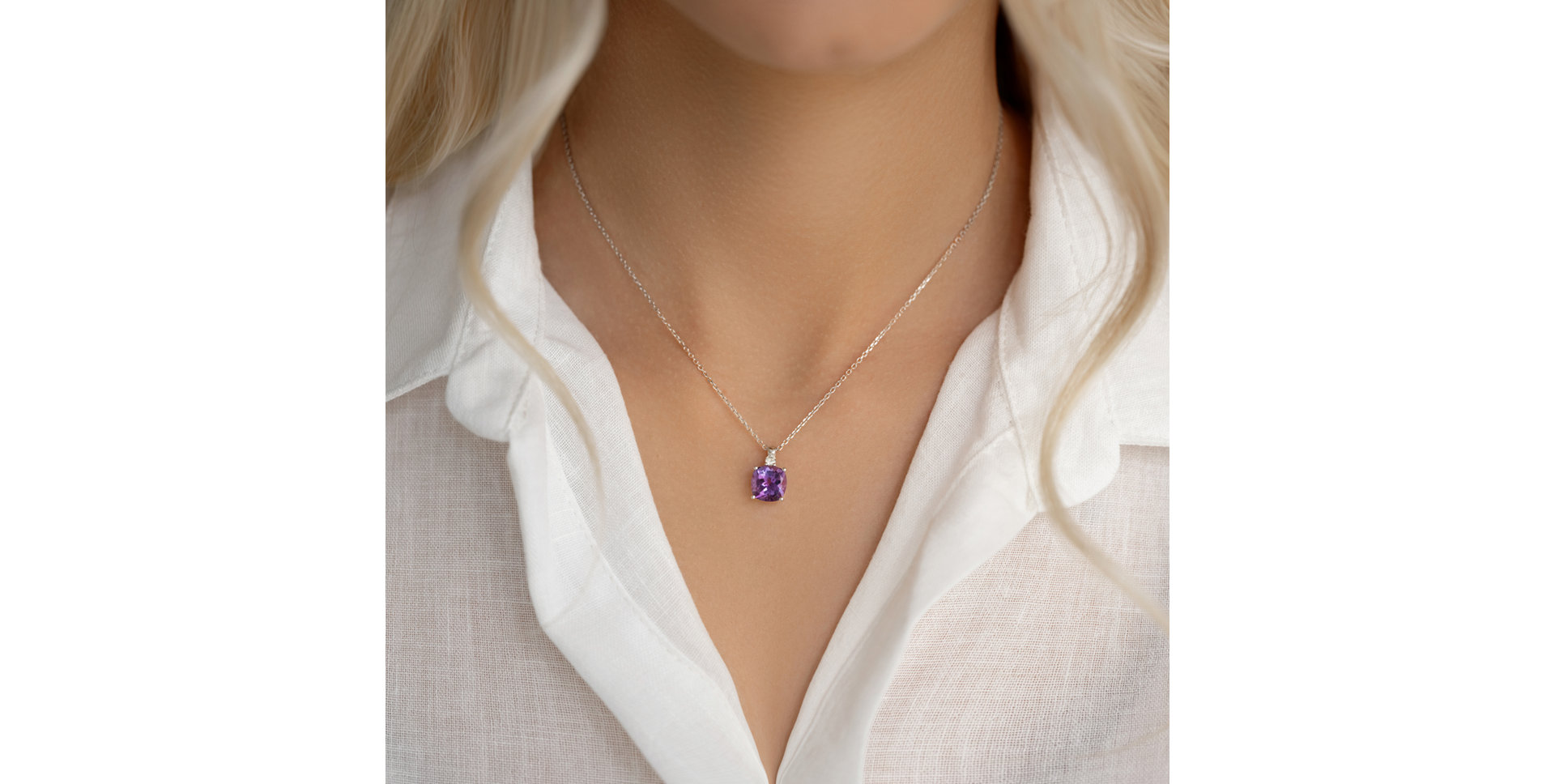 Náhrdelník s diamantom a ametystom The Countess