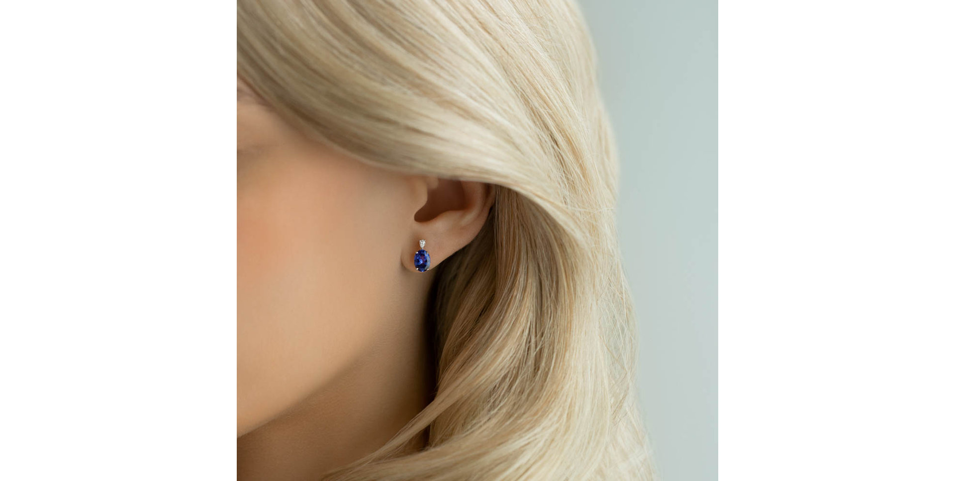Náušnice s diamantom a tanzanitom Annelise