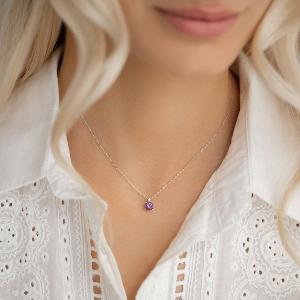 Náhrdelník s diamantmi a ametystom Zephyrine