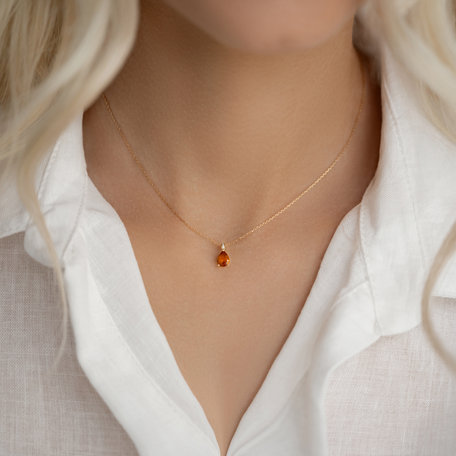 Náhrdelník s diamantmi a rhodolitom Teardrop