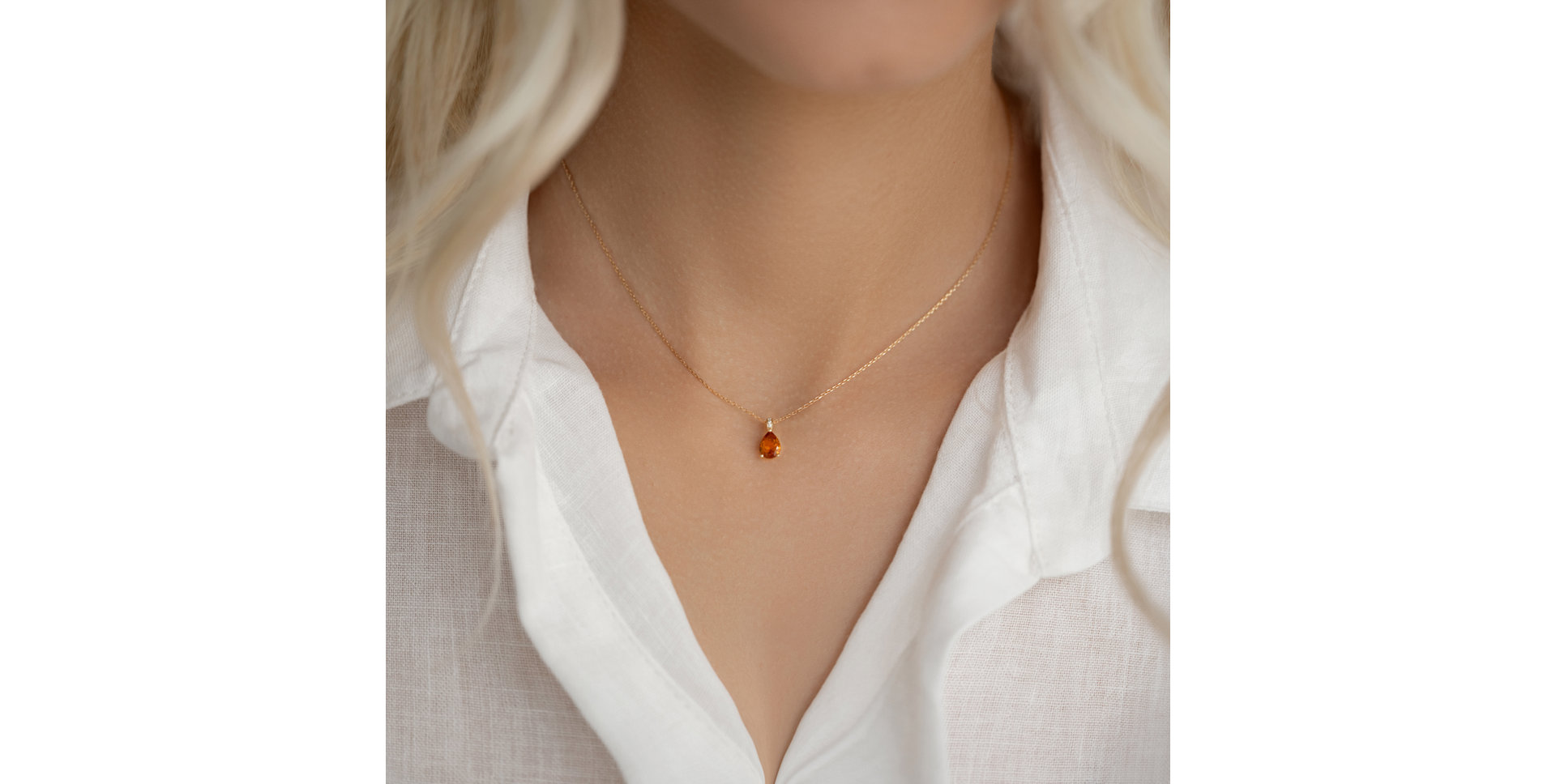 Náhrdelník s diamantmi a morganitom Teardrop