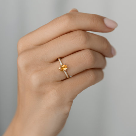 Prsteň s diamantmi a citrínom Lauriene