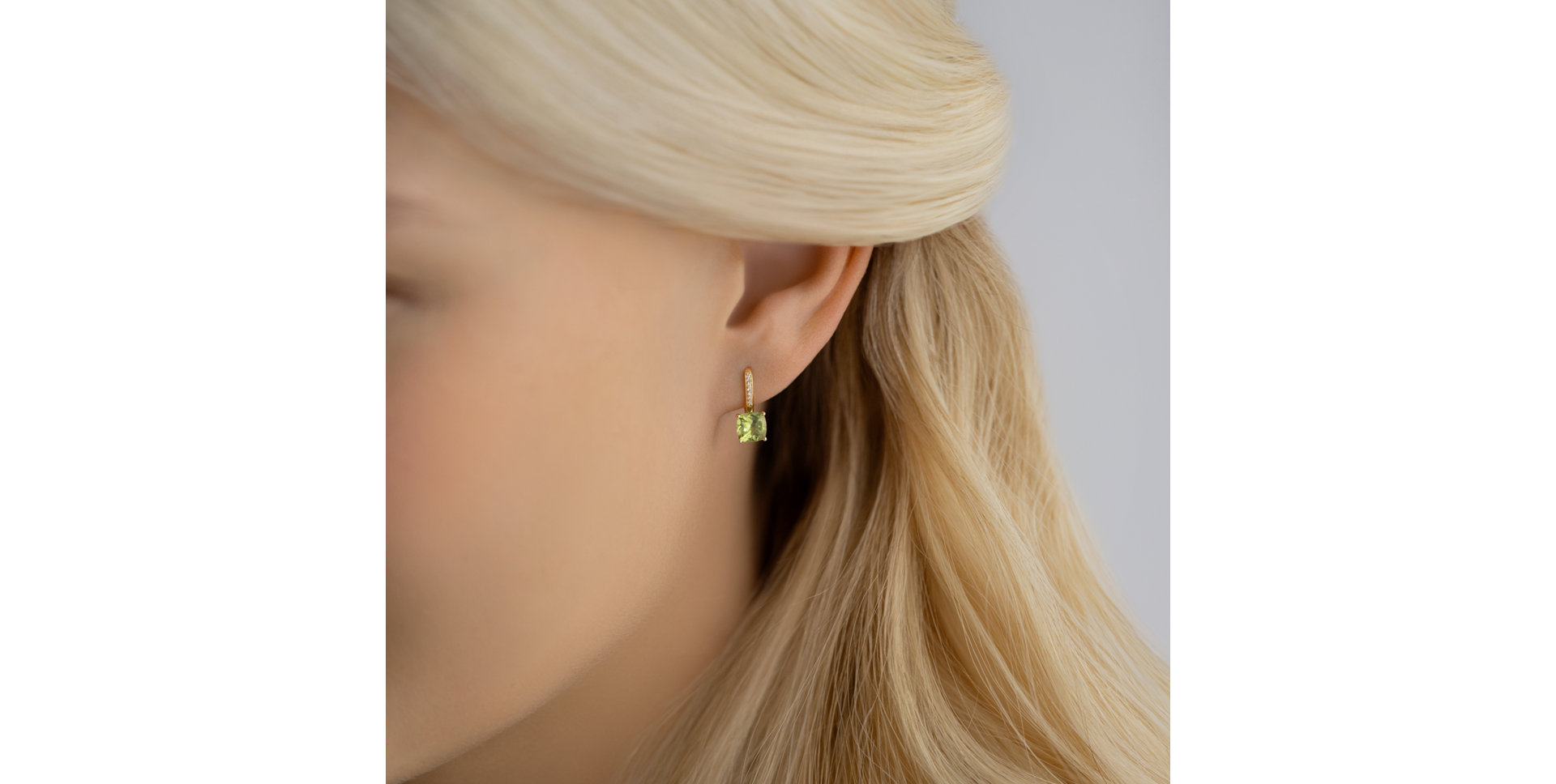 Náušnice s diamantmi a peridotom Calypso