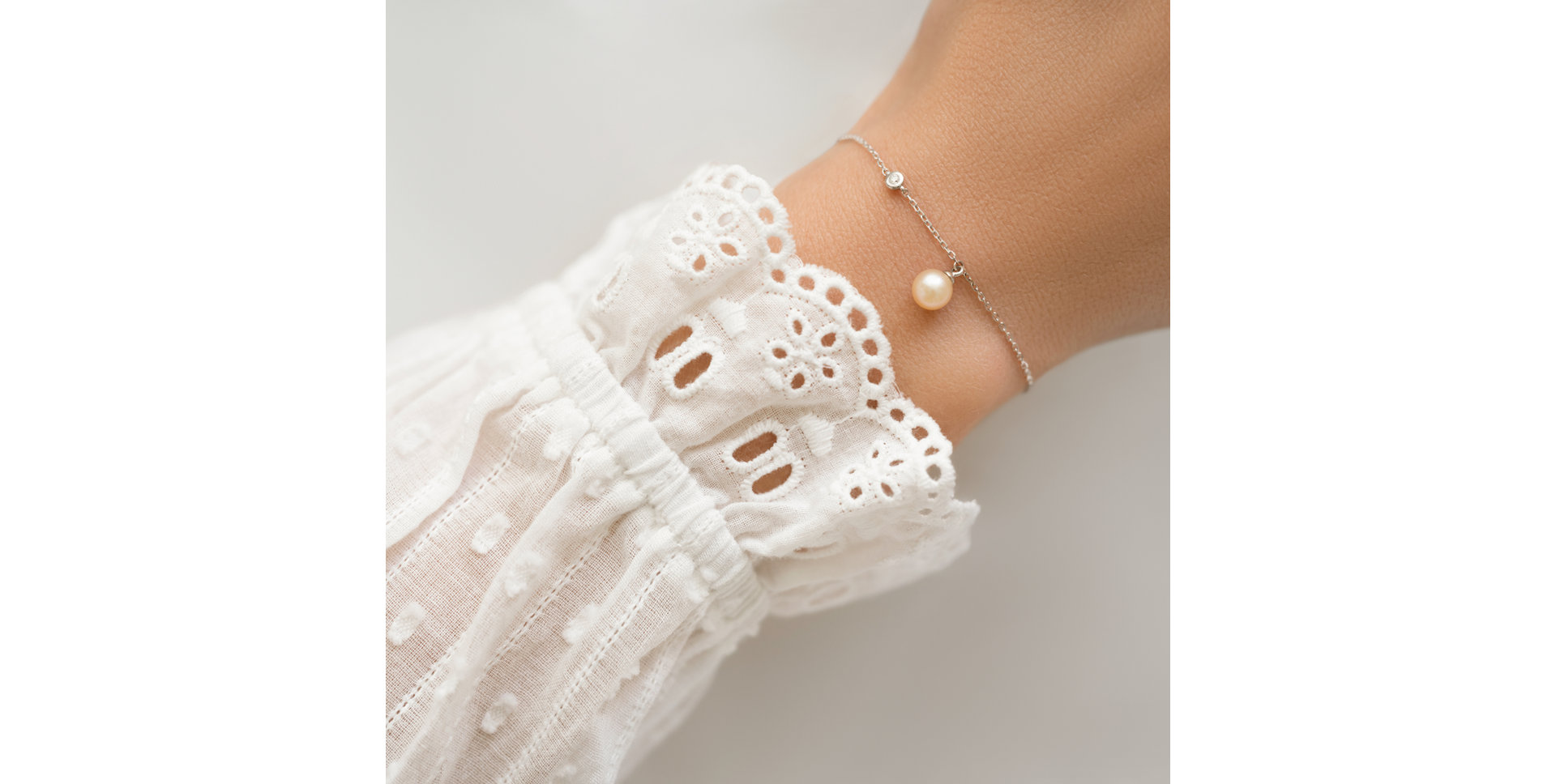 Náramok s diamantom a sladkovodnou ružovou perlou Lovely Lake