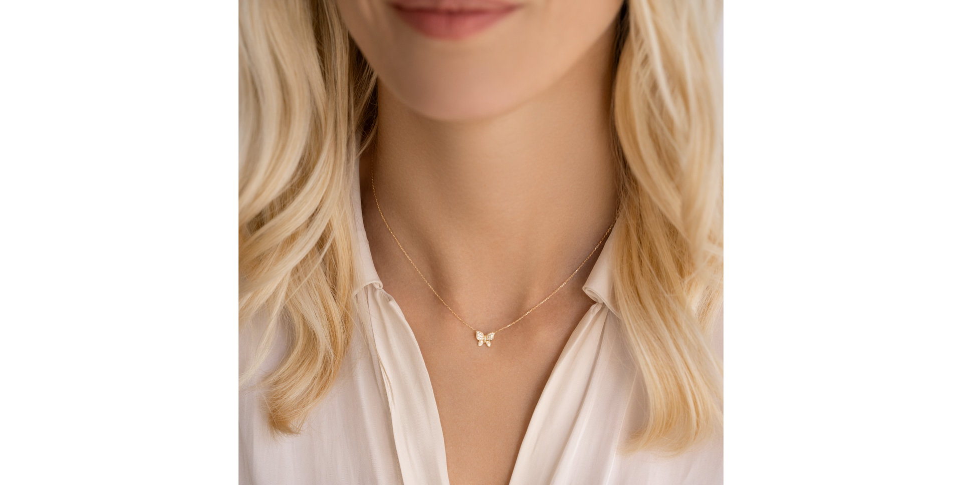Náhrdelník s diamantmi Butterfly Touch