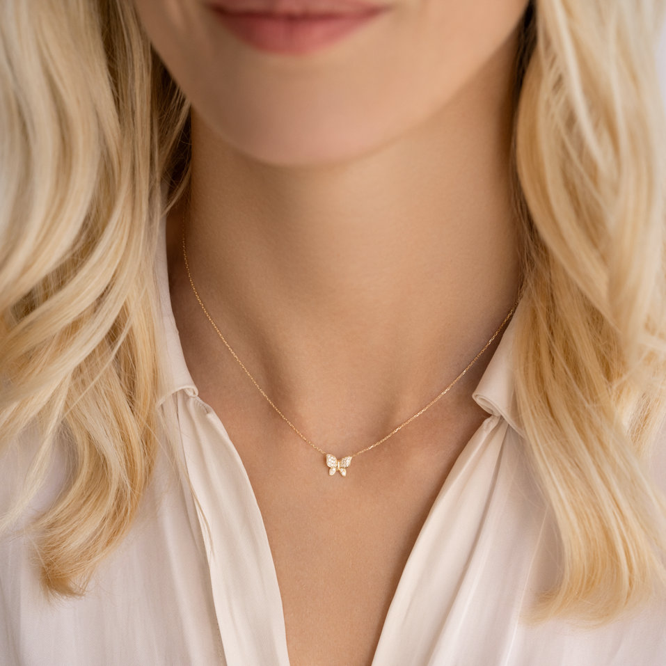 Náhrdelník s diamantmi Butterfly Touch