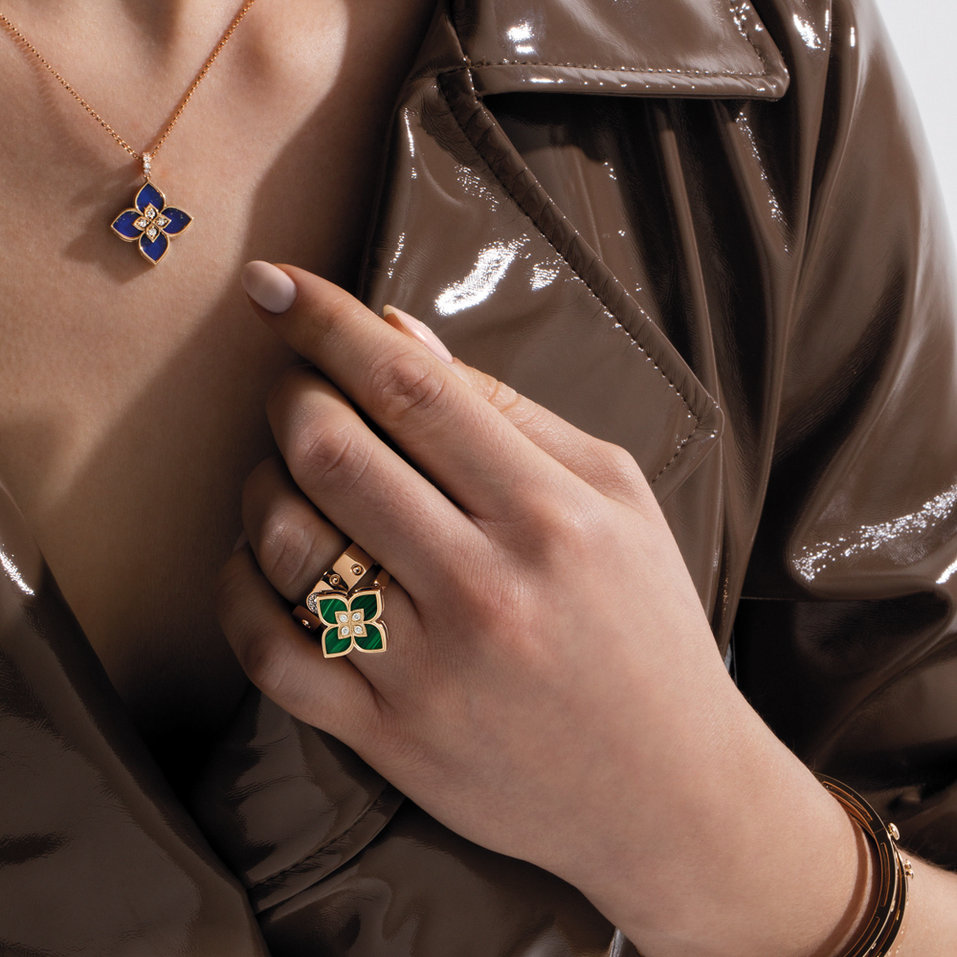 Prsteň s diamantmi a malachitom Venetian Princess