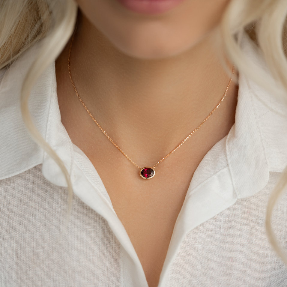 Náhrdelník s rhodolitom Satin Mirror